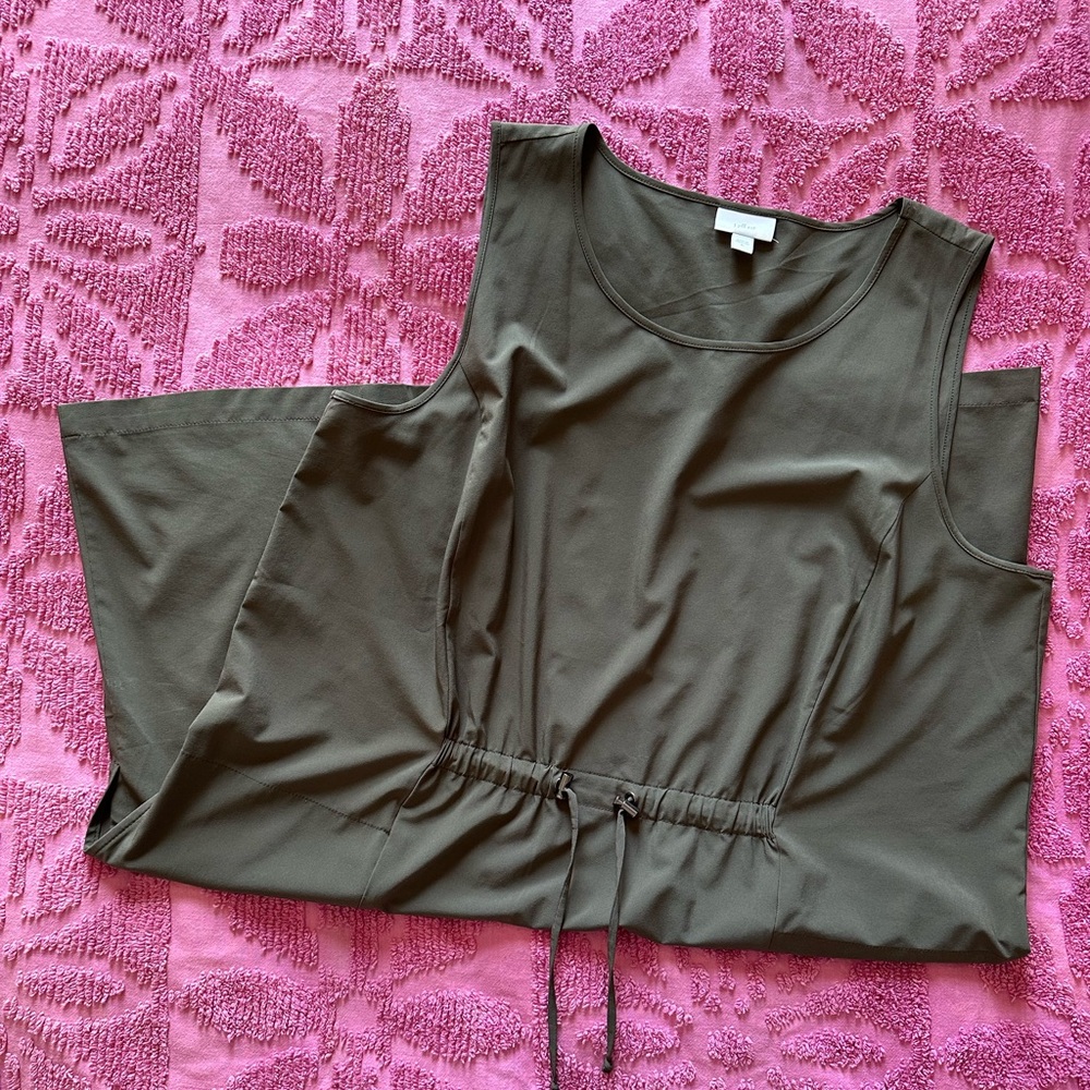 J Jill XL green cinch waist sleeveless dress.